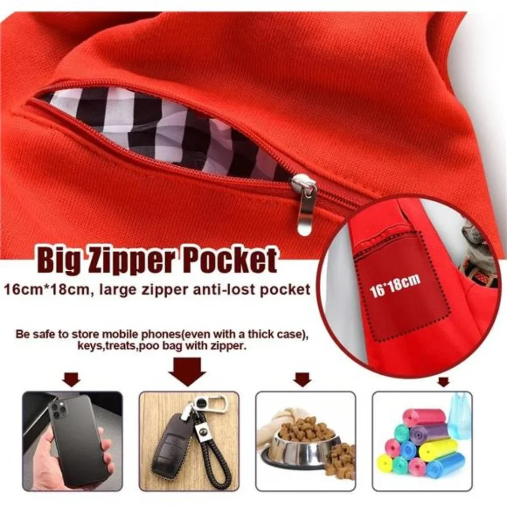 Dog Carrier Sling with Adjustable Buckle Strap & Zip Pocket & Snap Closure